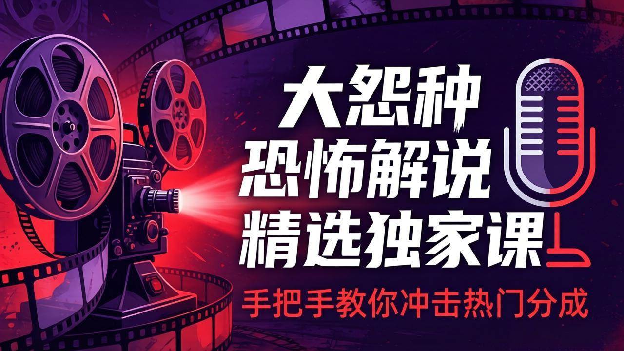 （17920期）大怨种恐怖解说精选独家课：电影下载+文案配音+片头封面，手把手教你冲击热门分成-柚子网创