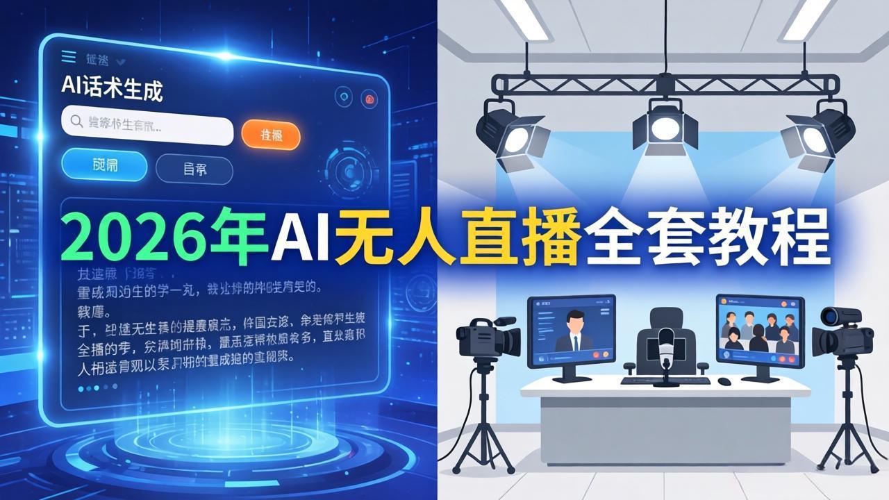 2026年AI无人直播全套教程：OBS安装+软件配置+直播间搭建+话术生成+一键开播实操-柚子网创