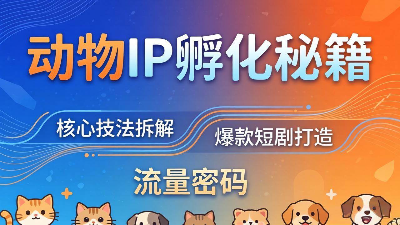 （18207期）动物IP孵化全套秘籍，三大核心技法拆解，打造爆款萌宠短剧，轻松拿捏赛道流量密码-柚子网创