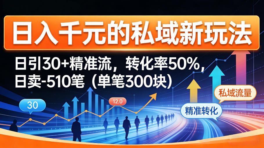 日入千米的私域新玩法：日引30＋精准流，转化率50%，日卖5-10笔（单笔300米）-柚子网创