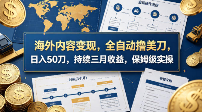海外内容变现，全自动撸美刀，日入50刀，持续三月收益，保姆级实操【揭秘】-柚子网创