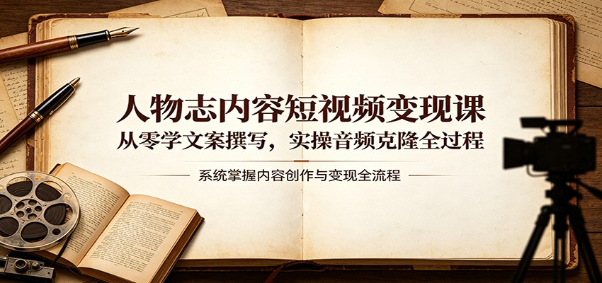 人物志内容短视频变现课：从零学文案撰写，实操音频克隆全过程-柚子网创