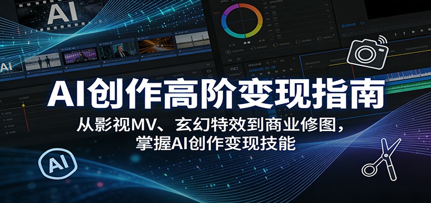AI创作高阶变现指南：从影视MV、玄幻特效到商业修图，掌握AI创作变现技能-柚子网创