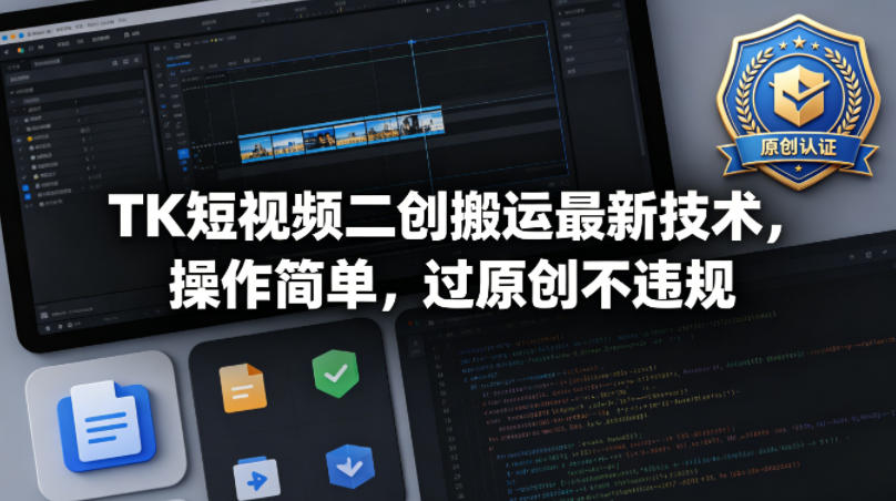 TK短视频二创搬运最新技术，操作简单，过原创不违规-柚子网创
