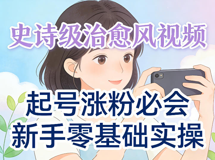 史诗级治愈风视频爆了，起号涨粉必会，新手零基础实操（实操+变现全讲解）-柚子网创