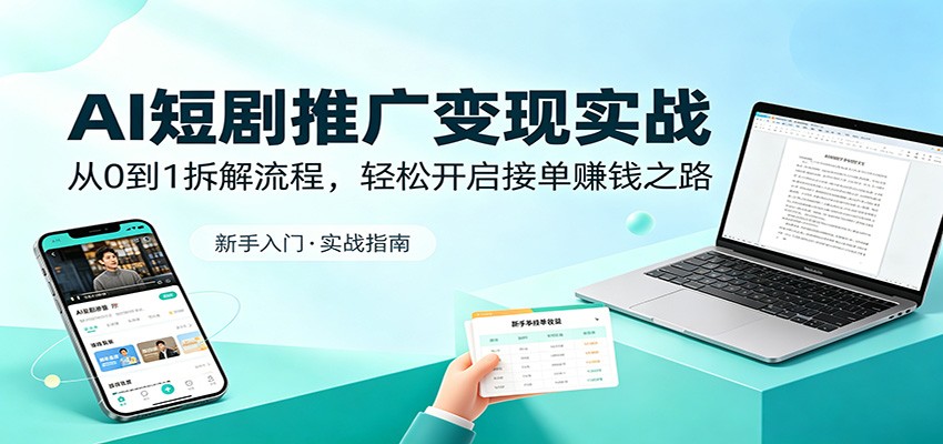 AI短剧推广变现实战：从0到1拆解流程，轻松开启接单赚钱之路-柚子网创