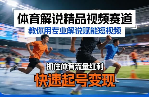 体育解说精品视频赛道，教你用专业解说赋能短视频，抓住体育流量红利，快速起号变现-柚子网创